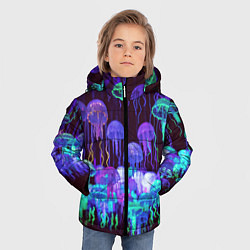 Куртка зимняя для мальчика Неоновые медузы, цвет: 3D-черный — фото 2