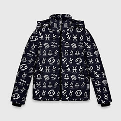 Куртка зимняя для мальчика Знаки Зодиака, цвет: 3D-черный