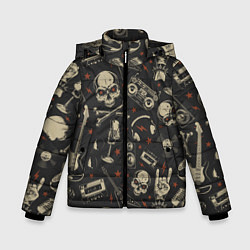 Куртка зимняя для мальчика Рок-музыка, цвет: 3D-черный