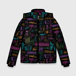 Куртка зимняя для мальчика Музыкальные Инструменты, цвет: 3D-черный