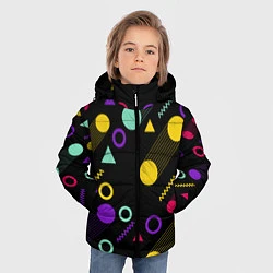 Куртка зимняя для мальчика Круги и Треугольники, цвет: 3D-черный — фото 2