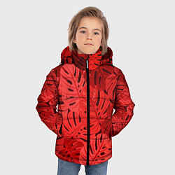 Куртка зимняя для мальчика Тропические листья Монстера, цвет: 3D-черный — фото 2