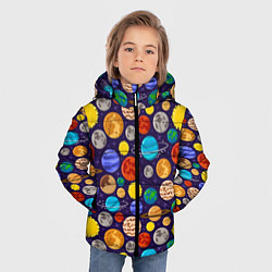 Куртка зимняя для мальчика Мультяшные планеты, цвет: 3D-черный — фото 2
