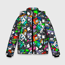 Куртка зимняя для мальчика Geometry Dash Pattern Z, цвет: 3D-черный