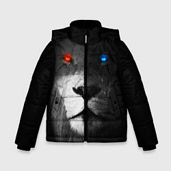 Куртка зимняя для мальчика ЛЕВ - НЕОНОВЫЕ ГЛАЗА, цвет: 3D-светло-серый