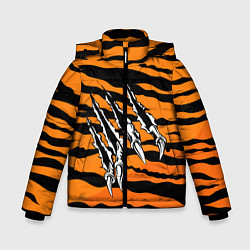 Куртка зимняя для мальчика След от когтей тигра, цвет: 3D-черный