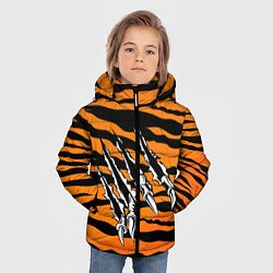 Куртка зимняя для мальчика След от когтей тигра, цвет: 3D-черный — фото 2