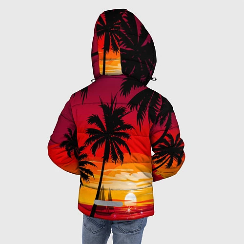 Зимняя куртка для мальчика Гавайский закат / 3D-Светло-серый – фото 4