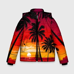 Куртка зимняя для мальчика Гавайский закат, цвет: 3D-красный