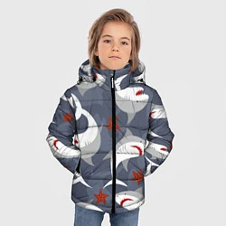 Куртка зимняя для мальчика Акулы, цвет: 3D-светло-серый — фото 2