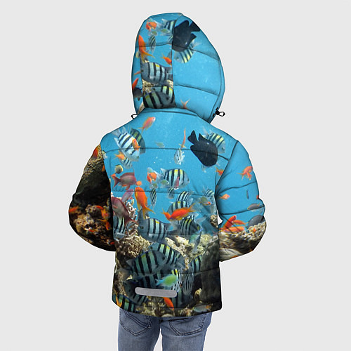 Зимняя куртка для мальчика Коралловые рыбки / 3D-Черный – фото 4