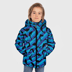 Куртка зимняя для мальчика Черные акулы паттерн, цвет: 3D-черный — фото 2