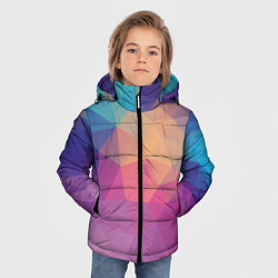 Куртка зимняя для мальчика Цветные полигоны - Градиент, цвет: 3D-черный — фото 2