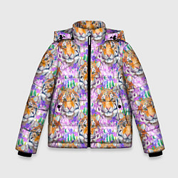 Куртка зимняя для мальчика Тигр в цветах, цвет: 3D-красный