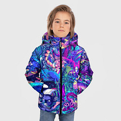 Куртка зимняя для мальчика Неоновые Звери, цвет: 3D-черный — фото 2