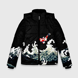Куртка зимняя для мальчика Карп Кои Волна Япония Рыба, цвет: 3D-черный