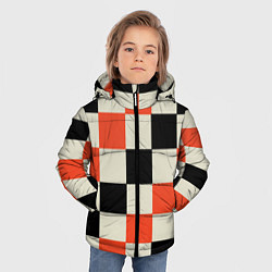 Куртка зимняя для мальчика Образец шахматной доски, цвет: 3D-черный — фото 2