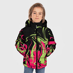 Куртка зимняя для мальчика Черно малиновый абстрактный, цвет: 3D-красный — фото 2