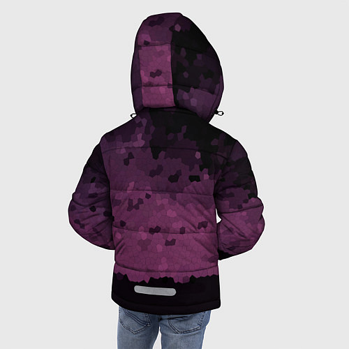 Зимняя куртка для мальчика Мозаичный узор в черно бордовом цвете / 3D-Светло-серый – фото 4