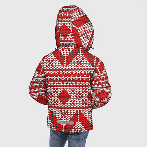 Зимняя куртка для мальчика Вязаный рисунок / 3D-Светло-серый – фото 4