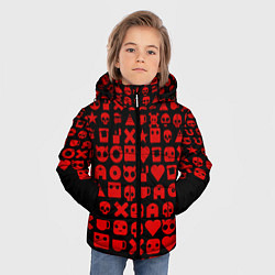 Куртка зимняя для мальчика Любовь, смерть и роботы пиктограммы, цвет: 3D-черный — фото 2