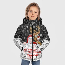 Куртка зимняя для мальчика С Новым Годом дед мороз и олень, цвет: 3D-светло-серый — фото 2