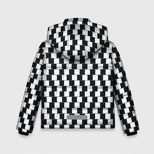 Зимняя куртка для мальчика Шахматная Иллюзия Искажения / 3D-Светло-серый – фото 2