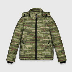Куртка зимняя для мальчика Оружие камуфляж, цвет: 3D-черный