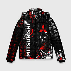 Куртка зимняя для мальчика Японские символы Митсубиси, цвет: 3D-черный