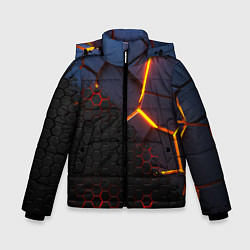 Куртка зимняя для мальчика 3D РАЗЛОМ И СТАЛЬНАЯ БРОНЯ ПОПУЛЯРНЫЕ ТЕКСТУРЫ, цвет: 3D-черный
