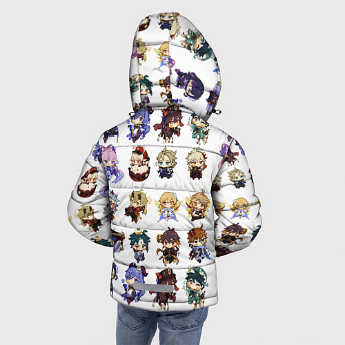 Зимняя куртка для мальчика Все герои Геншин Импакта чиби паттерн / 3D-Светло-серый – фото 4