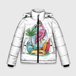 Куртка зимняя для мальчика Фламинго На Острове, цвет: 3D-черный