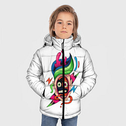 Куртка зимняя для мальчика Комичное Лицо - Абстрактные Фигуры Модерн, цвет: 3D-черный — фото 2