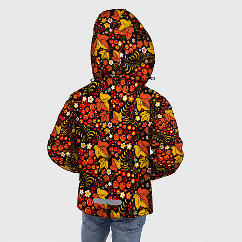Зимняя куртка для мальчика Хохлома цветы-ягодки / 3D-Светло-серый – фото 4