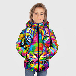 Куртка зимняя для мальчика Тигр в стиле поп-арт, цвет: 3D-красный — фото 2