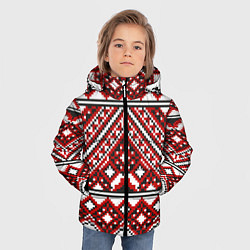 Куртка зимняя для мальчика Русский узор, геометрическая вышивка, цвет: 3D-черный — фото 2