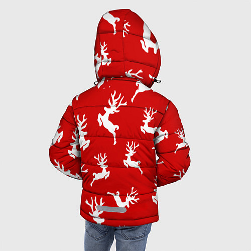 Зимняя куртка для мальчика НОВОГОДНИЕ ОЛЕНИ УЗОР / 3D-Светло-серый – фото 4