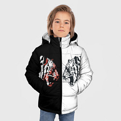 Куртка зимняя для мальчика Два тигра напротив друг друга, цвет: 3D-черный — фото 2