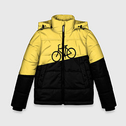 Куртка зимняя для мальчика Бегущий за велосипедом, цвет: 3D-черный