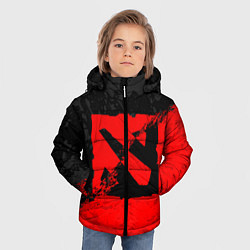 Куртка зимняя для мальчика DOTA 2 RED BLACK LOGO, БРЫЗГИ КРАСОК, цвет: 3D-черный — фото 2