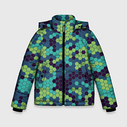 Зимняя куртка для мальчика Зеленые соты в мозаике