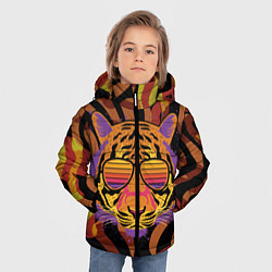Куртка зимняя для мальчика Крутой тигр в очках ретро, цвет: 3D-светло-серый — фото 2
