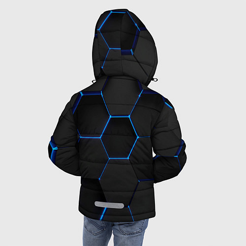 Зимняя куртка для мальчика BMW blue neon theme / 3D-Светло-серый – фото 4