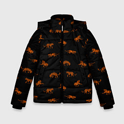 Куртка зимняя для мальчика Тигры паттерн Tigers pattern, цвет: 3D-светло-серый