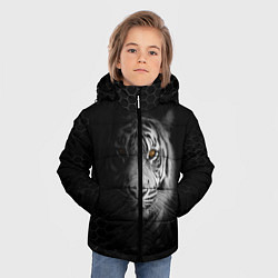 Куртка зимняя для мальчика Тигр черно-белый соты, цвет: 3D-светло-серый — фото 2