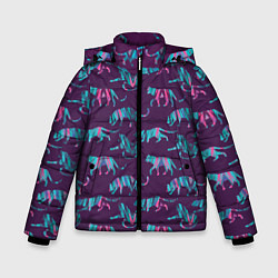 Куртка зимняя для мальчика Тигры фейковый Glitch эффект, цвет: 3D-красный