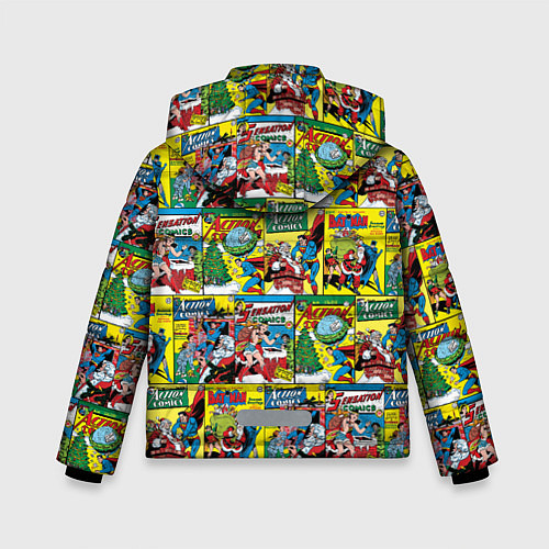 Зимняя куртка для мальчика Новогодние обложки DC / 3D-Красный – фото 2