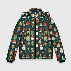 Куртка зимняя для мальчика Merry Christmas Happy New Year, цвет: 3D-черный