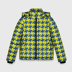 Куртка зимняя для мальчика Сине-желтые гусиные лапки, цвет: 3D-светло-серый
