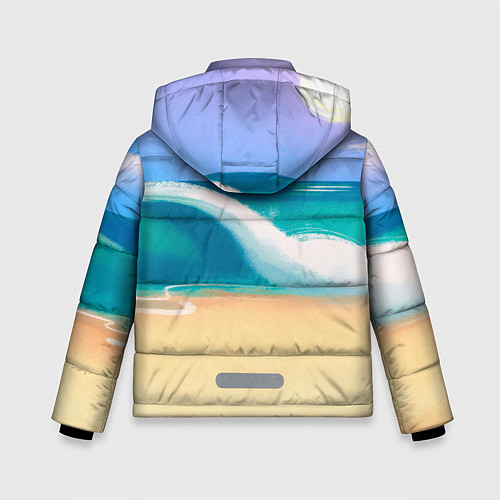 Зимняя куртка для мальчика Тигр в отпуске на новый год на море / 3D-Светло-серый – фото 2